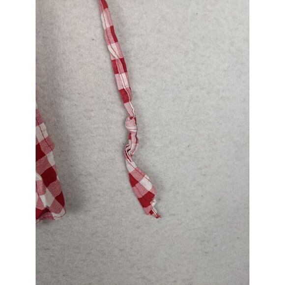 VINTAGE WOMEN'S RED PLAID HALF APRON - FRUIT BOWL - POCKETS - Picture 3 of 16